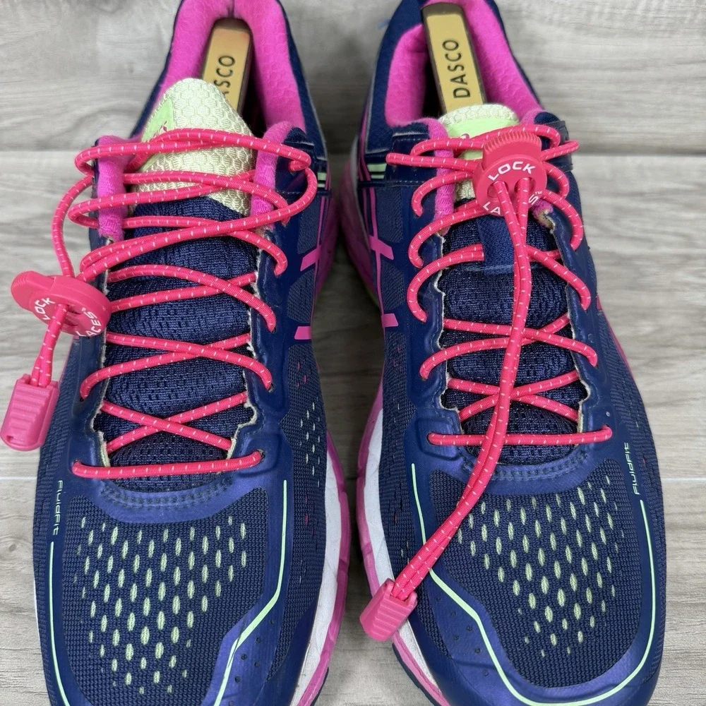 ASICS GEL-Kayano 22 Navy Pink Athletic Sneakers Knit Womens 10 T598N
